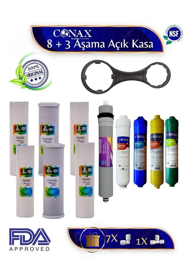 Tüm Açık Kasalar Için Filtre Seti 1.5 Yıllık (ORJİNAL YENİ SERİ) 8+3 Aşamalı, Anahtar Hediyeli - 1