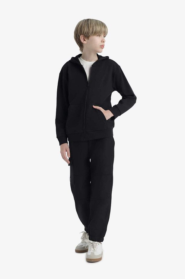 Erkek Çocuk Basic Düz Kapüşonlu Fermuarlı Sweatshirt E9575A825AU - 2