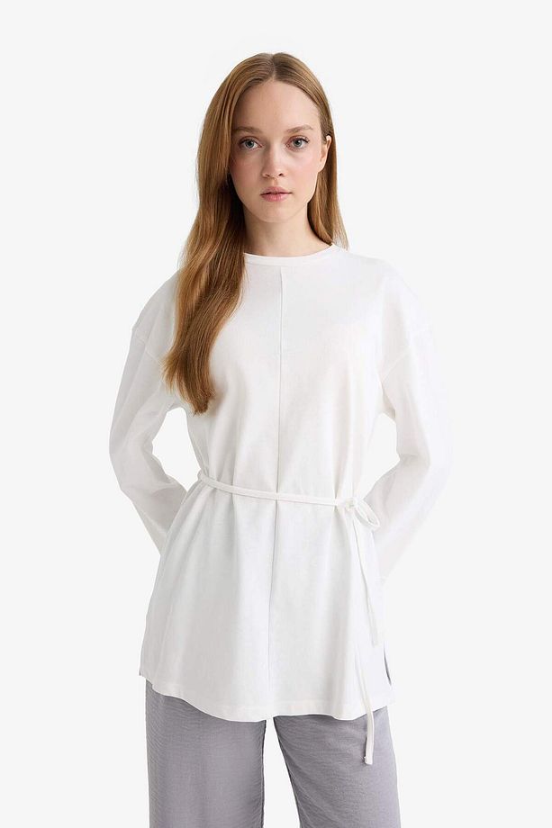 Loose Fit Bisiklet Yaka Uzun Kollu Tunik F4850AX25AU - 5