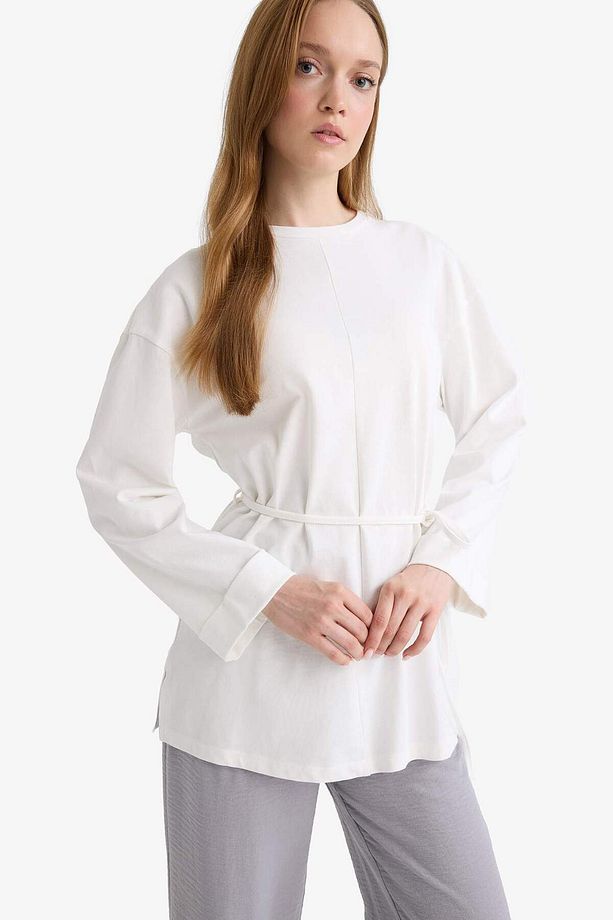 Loose Fit Bisiklet Yaka Uzun Kollu Tunik F4850AX25AU - 4