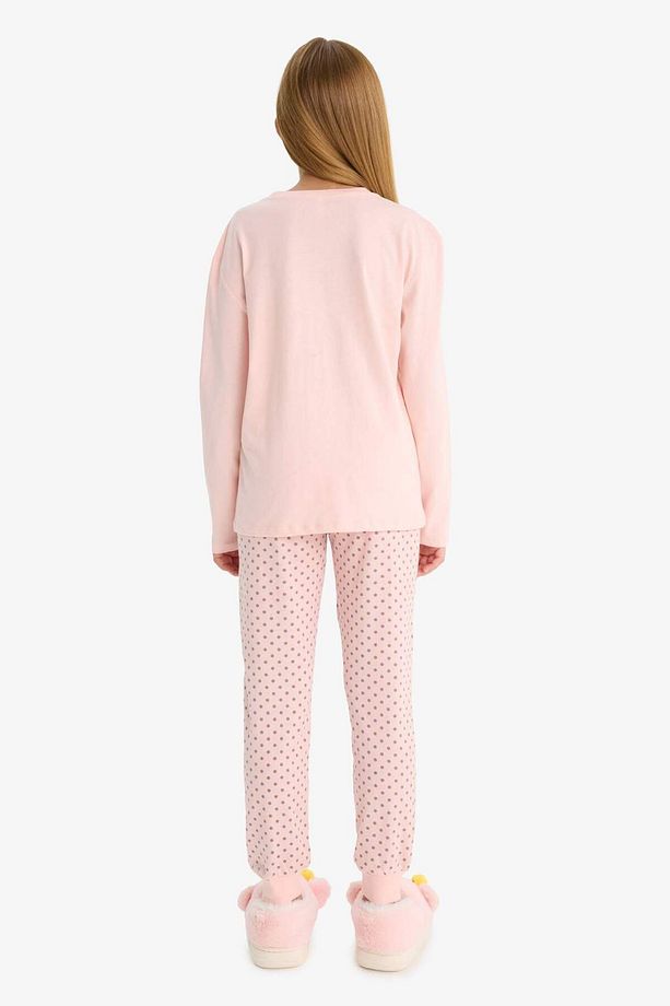 Kız Çocuk Pijama Takımı Baskılı Uzun Kollu Üst Desenli Uzun Alt F6169A825AU - 7