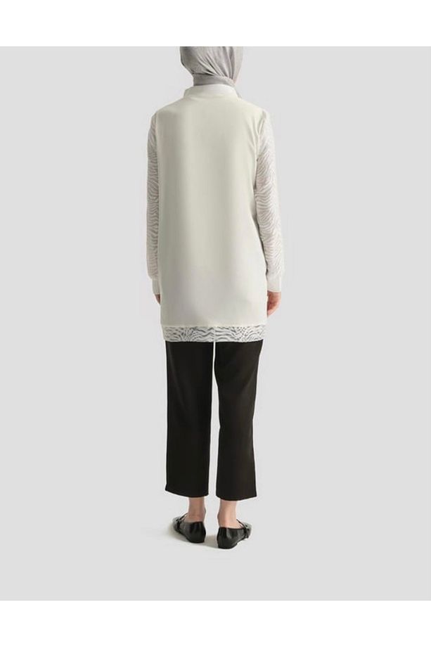 Fermuarlı Bronş Taşlı Astarlı Tunik - 7