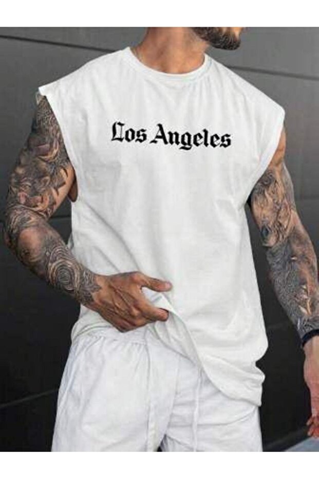 Men's Comfortable Fit Printed Sleeveless Oversize Undershirt