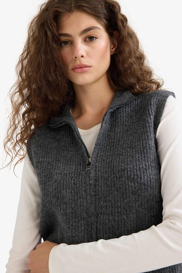 Regular Fit Yarım Balıkçı Yaka Fermuarlı Süveter E8195AX25WN - 4