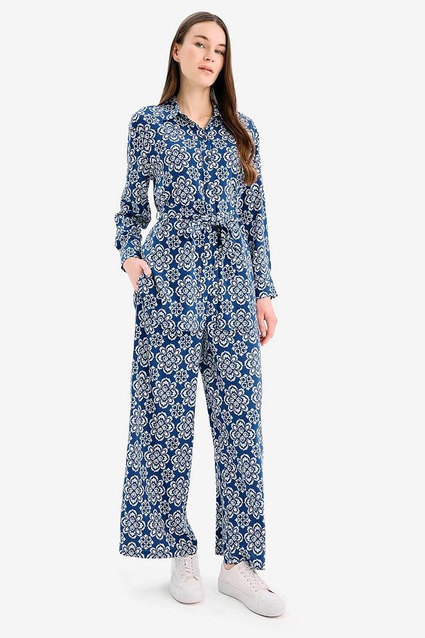 Wide Leg Geniş Bol Paça Desenli Viskon Pantolon D9757AX25SM - 1