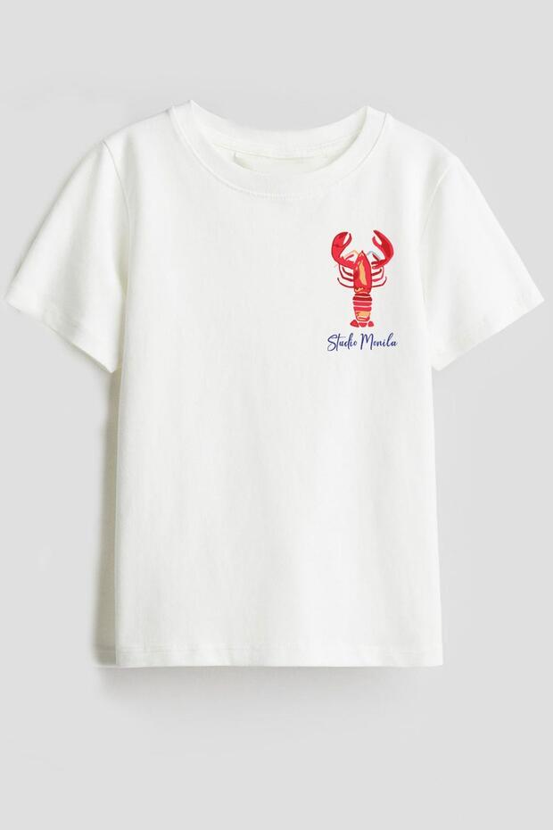 Unisex Lobster Printed Cotton T-Shirt