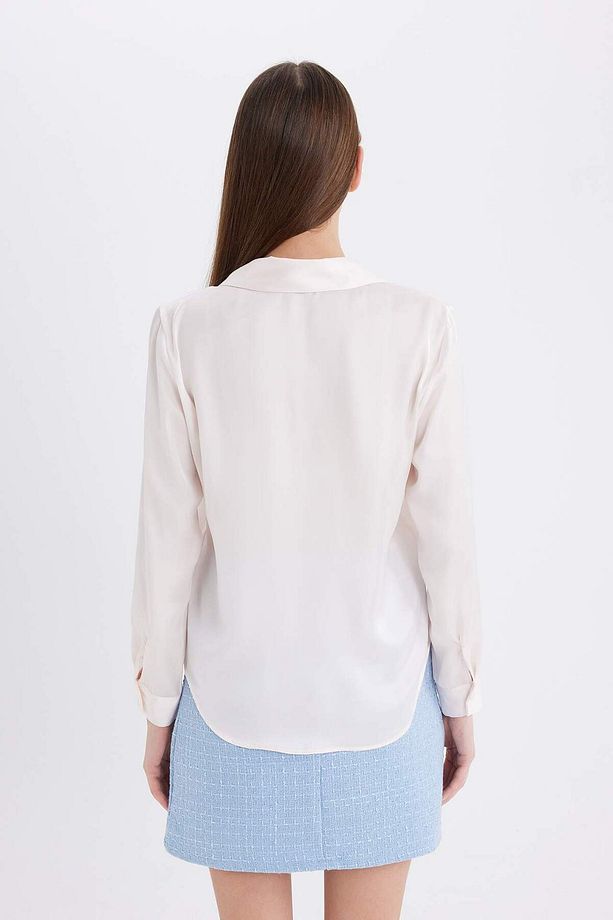 Regular Fit Saten Uzun Kollu Gömlek E1783ax24wn - 6