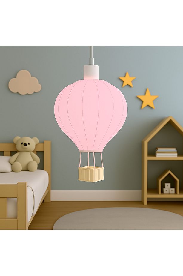 Pembe Sıcak Hava Balonu Avize Kapadokya Havası Evinizde – Modern Sarkıt Lamba Modeli - 1