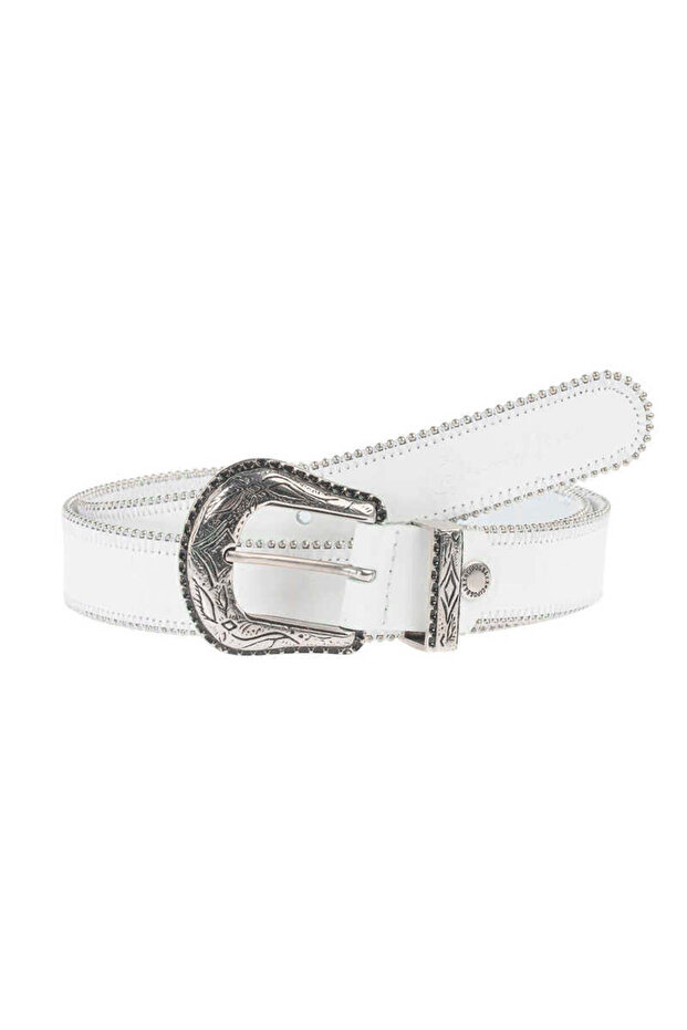 Wg117 Flat Leather Women's Belt with Metal Buckle