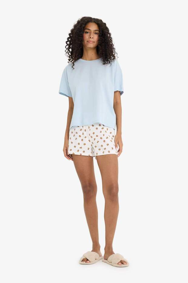 Regular Fit Desenli Şort Pijama Altı-Fall in Love F5922AX25SM - 2