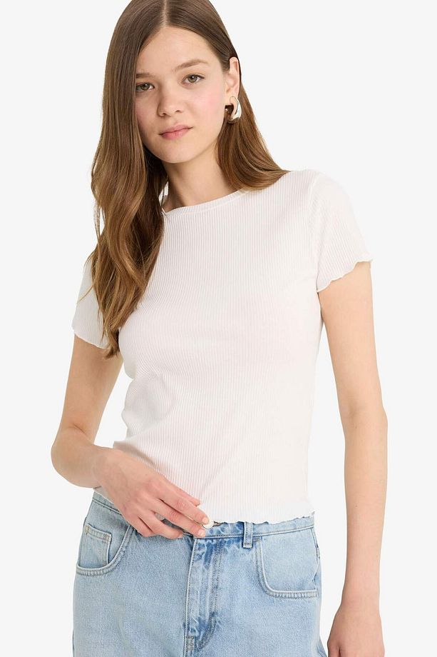 Regular Fit Bisiklet Yaka 2'li Fitilli Kaşkorse Kısa Kollu Tişört F5900AX25SM - 7