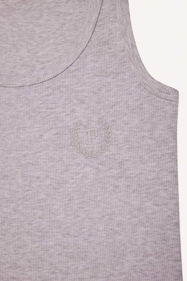 Regular Fit Yuvarlak Yaka Kolsuz Ribana Pijama Üstü-Fall in Love F0110AX25SM - 8