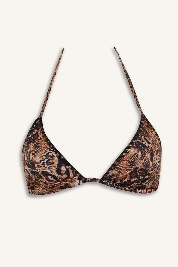 Regular Fit Leopar Desenli Üçgen Bikini Üstü-Fall in Love E3895AX25SM - 6