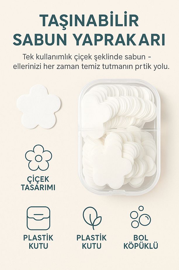 Taşınabilir Pratik Çiçek Desenli Tek Kullanımlık Mini Sabun – Kamp, Seyahat ve Dış Mekanlar İçin - 5