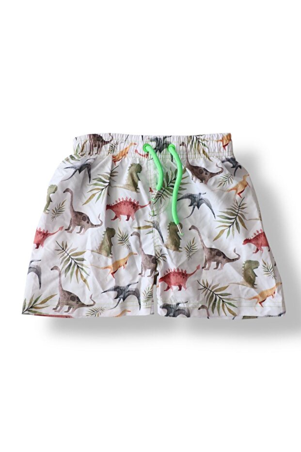 Boy's Dinosaur Patterned Swim Shorts