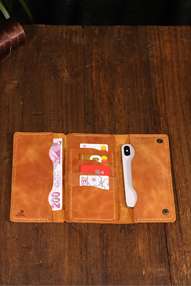 Hakiki Deri El Yapımı Uzun Cüzdan – Unisex Lüks Model - 3