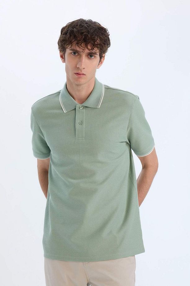Regular Fit Polo Yaka Kısa Kollu Waffle Tişört D7932AX25SP - 3