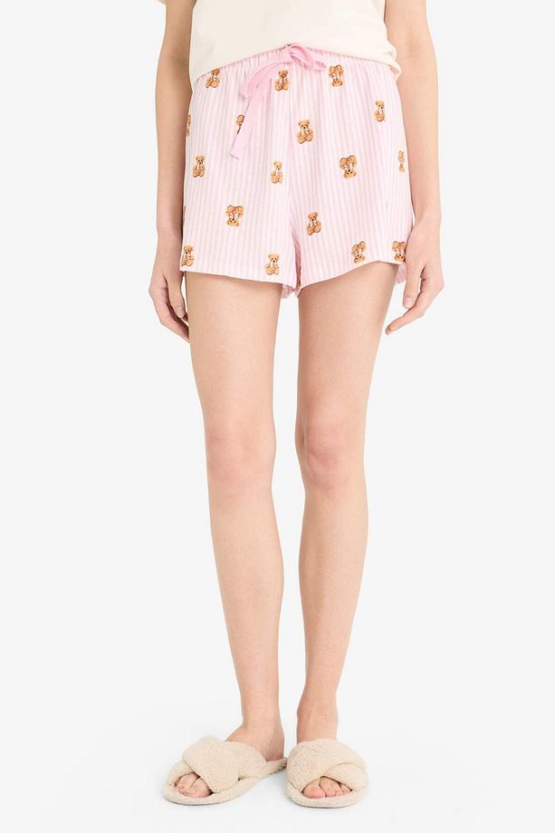 Pijama Takımı Kısa Kollu Baskılı Üst Esnek Belli Şort-Fall in Love F1623AX25SM - 6