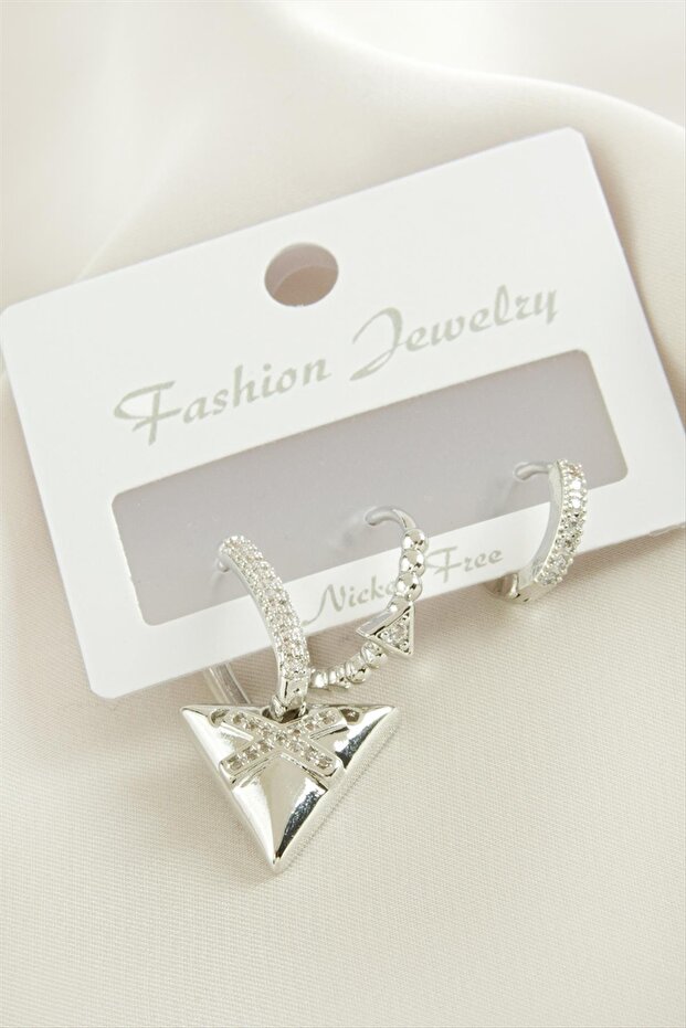 3 Pieces Triangle Zircon Stone Earrings