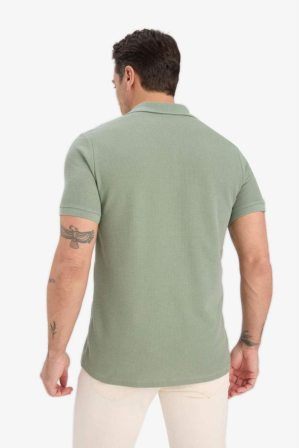 Regular Fit Polo Yaka Kısa Kollu Dokulu Waffle Tişört D7652ax25sp - 7