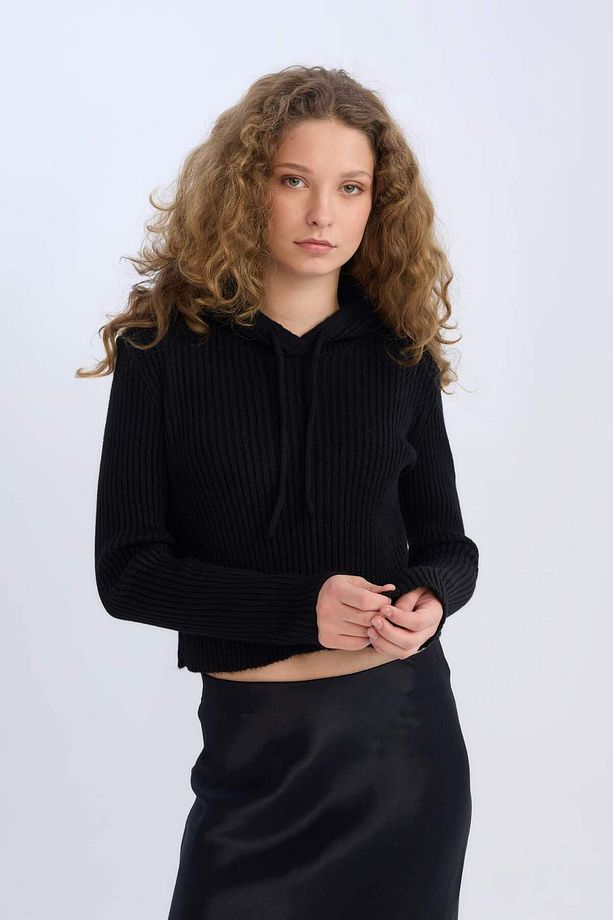 Loose Fit Kapüşonlu Basic Düz Kalın Sweatshirt E3862AX24WN - 5