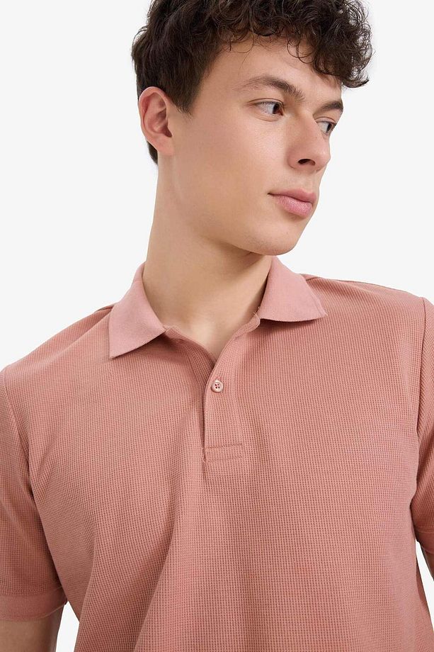 Regular Fit Polo Yaka Kısa Kollu Dokulu Waffle Tişört D7652ax25sp - 5