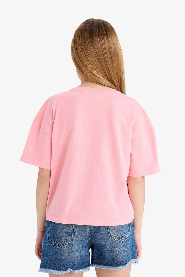 Kız Çocuk Relax Fit Bisiklet Yaka Basic Düz Kısa Kollu Tişört Z5095A625SM - 6