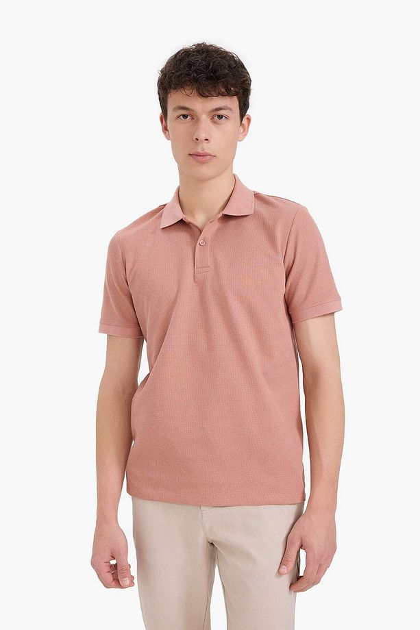 Regular Fit Polo Yaka Kısa Kollu Dokulu Waffle Tişört D7652ax25sp - 3