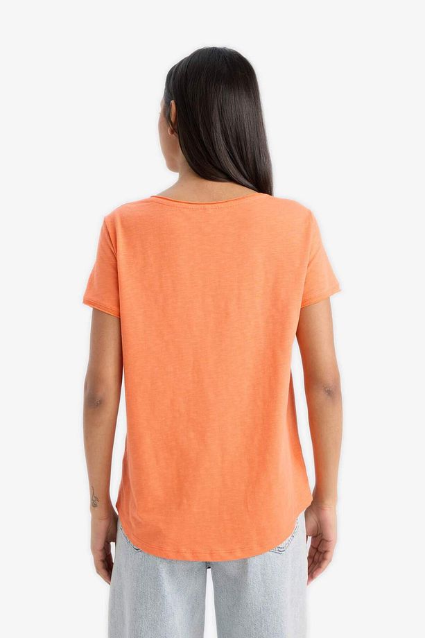 Regular Fit V Yaka Basic Düz Kısa Kollu Tişört K1507AZ25SM - 5