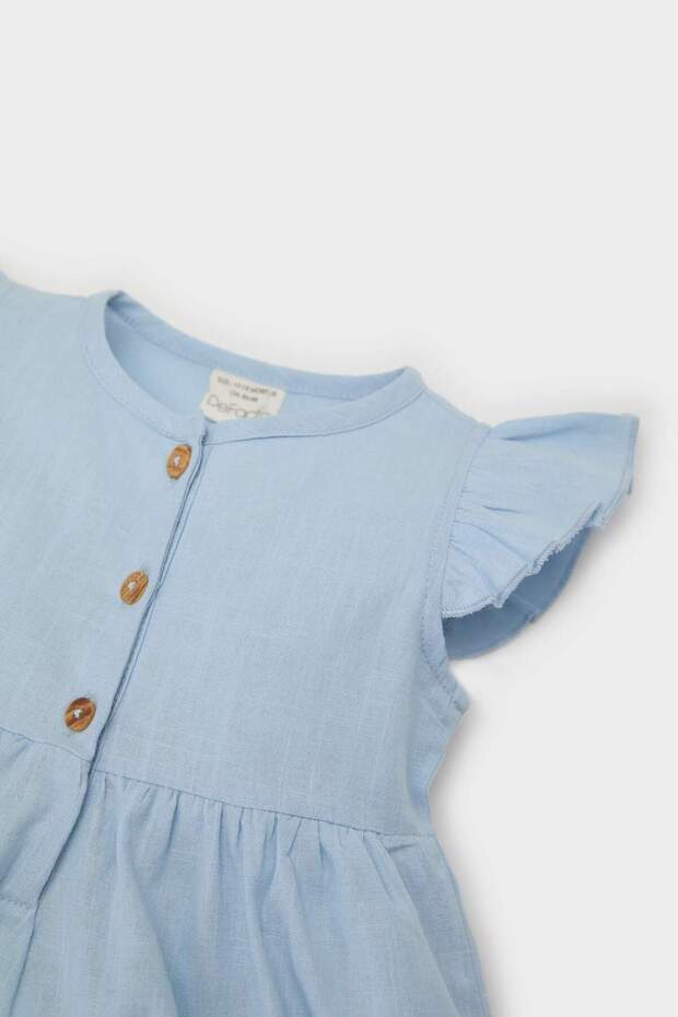 Kız Bebek Basic Düz Kısa Kollu Flamlı Poplin Yazlık Elbise Z7402a225sm - 2