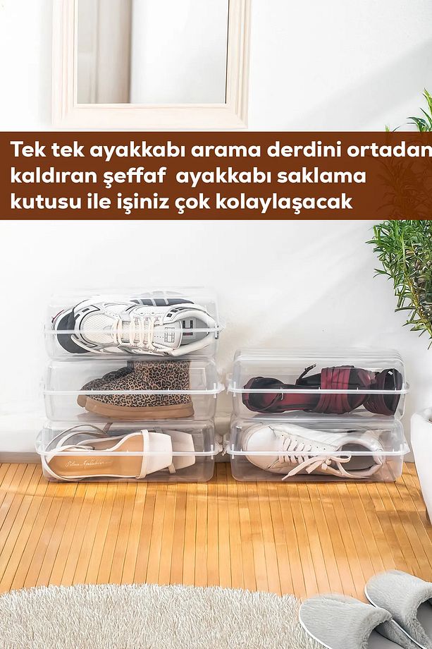 5 Adet Şeffaf Ayakkabı Kutusu – Dayanıklı, Üst Üste Istiflenebilir, Bay & Ayakkabı Için - 4