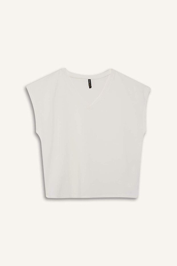 Regular Fit V Yaka Basic Düz Premium Kolsuz Tişört E5486AX25SP - 7