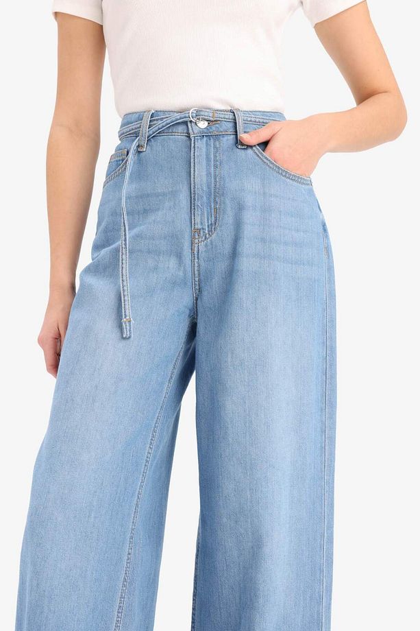 Wide Leg Yüksek Bel Geniş Paça Uzun Yumuşak Jean Pantolon E1679ax25sm - 5