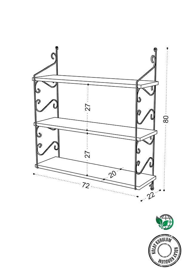 Seramoni Raf Seti 3 Raflı 200*720 Safir Meşe - Mal - 8