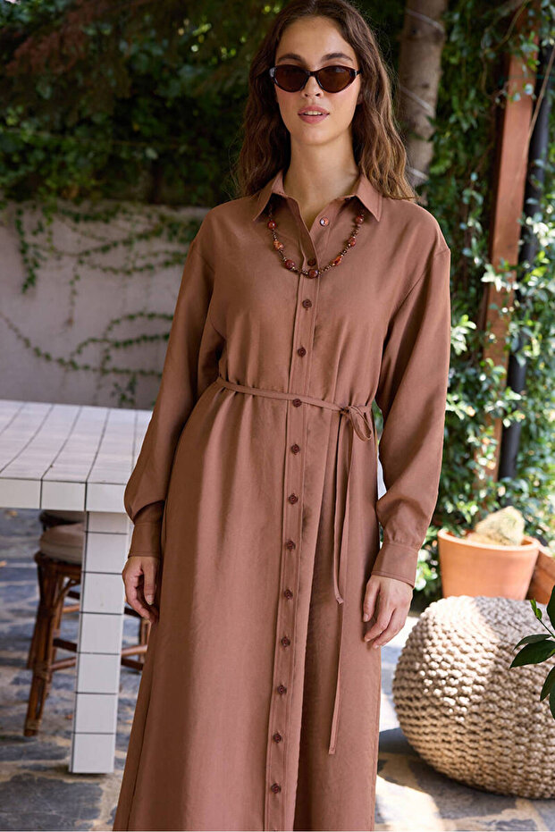 GÜLKURUSU VINTAGE GÖMLEK ELBİSE - 9