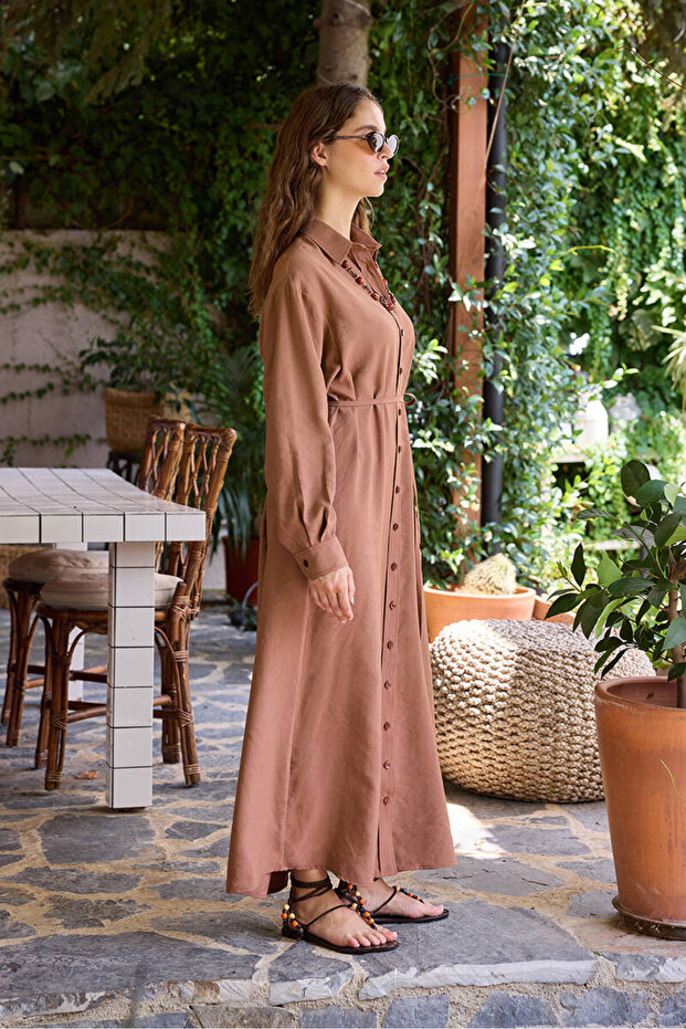 GÜLKURUSU VINTAGE GÖMLEK ELBİSE - 4