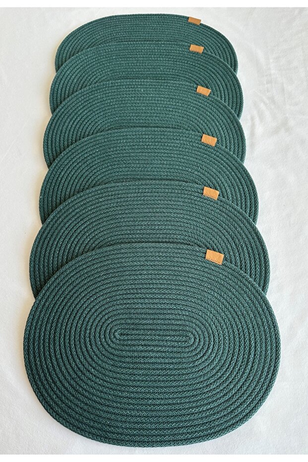 Jute Placemat, Table Decor Supla Oval Dark Green 30X40 Set of 6