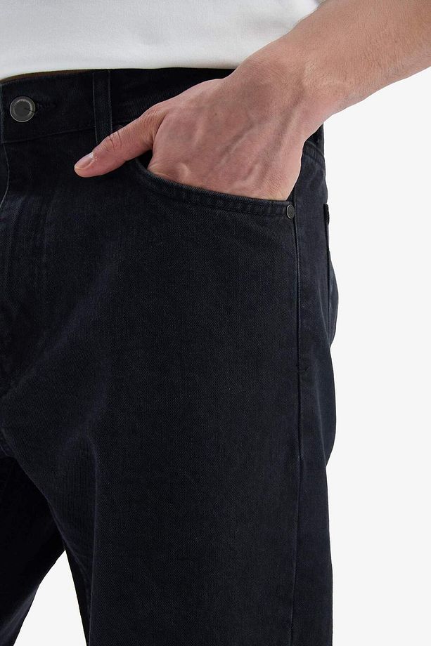 %100 Pamuk 90s Slim Fit Dar Kalıp Yüksek Bel Dar Paça Siyah Jean Pantolon E9202ax25sp - 5