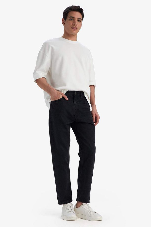 %100 Pamuk 90s Slim Fit Dar Kalıp Yüksek Bel Dar Paça Siyah Jean Pantolon E9202ax25sp - 3