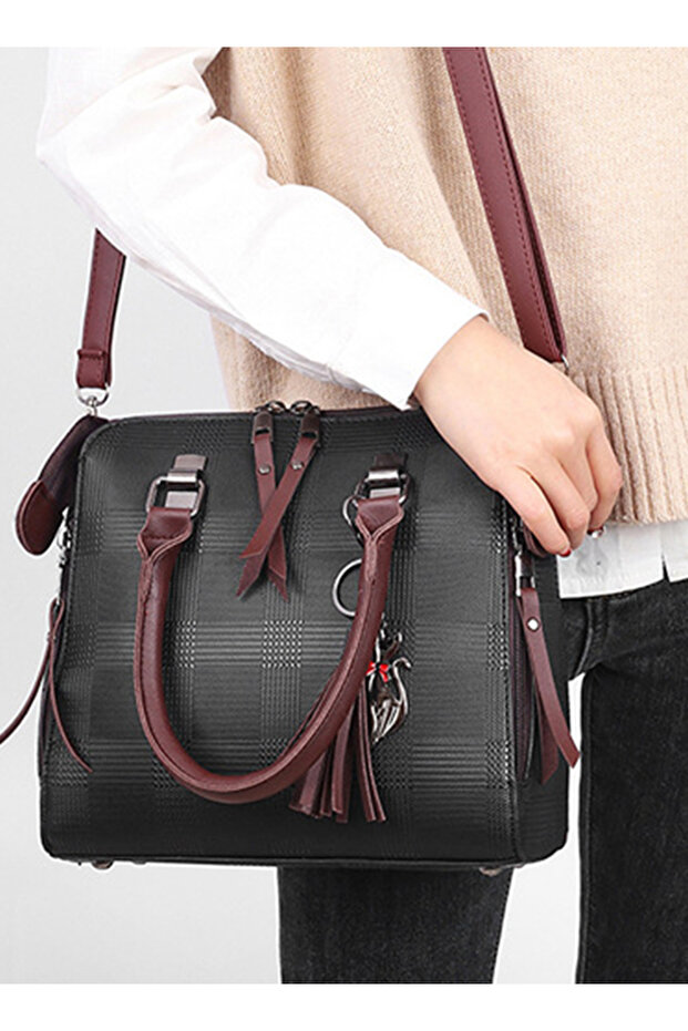 4 Piece Snake Pattern Handbag Set Black - 2