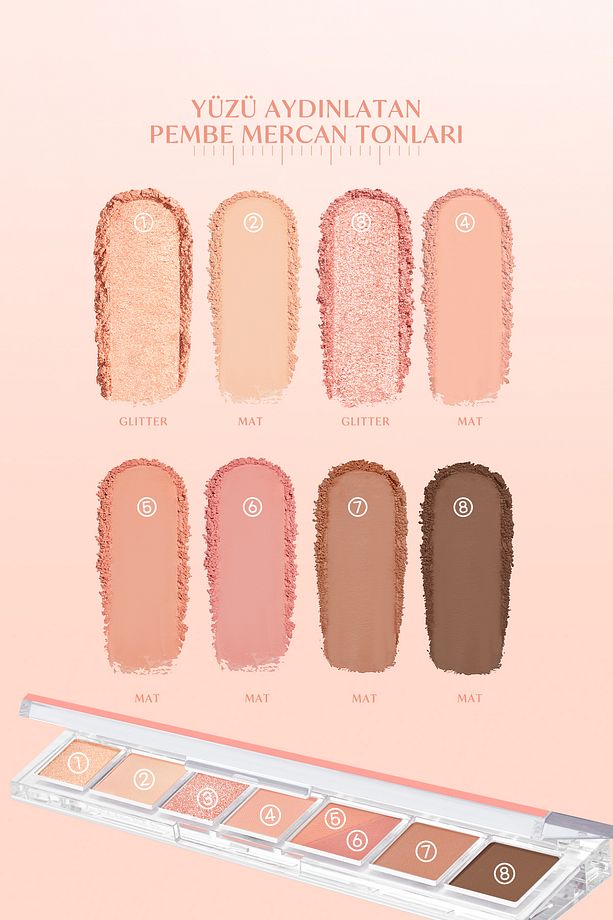 Pigmentli, 5 Farklı Dokulu Far Paleti PERIPERA All Take Mood Palette 003 Can I Call You A Flower - 3