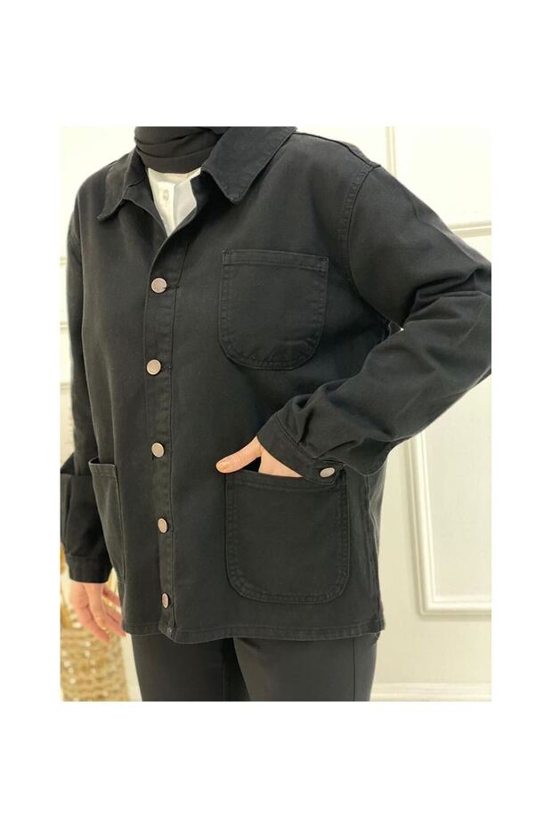 سترة بثلاثة جيوب باللون الأسود - 5