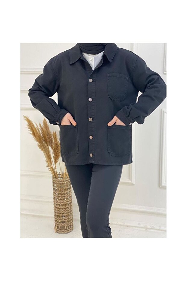 سترة بثلاثة جيوب باللون الأسود - 4