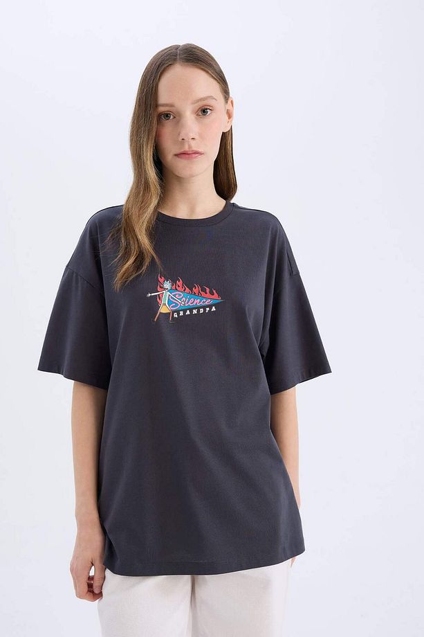 Coool Rick and Morty Oversize Geniş Kalıp Bisiklet Yaka Sırt Baskılı Kısa Kollu Tişört D9127AX25SM - 3