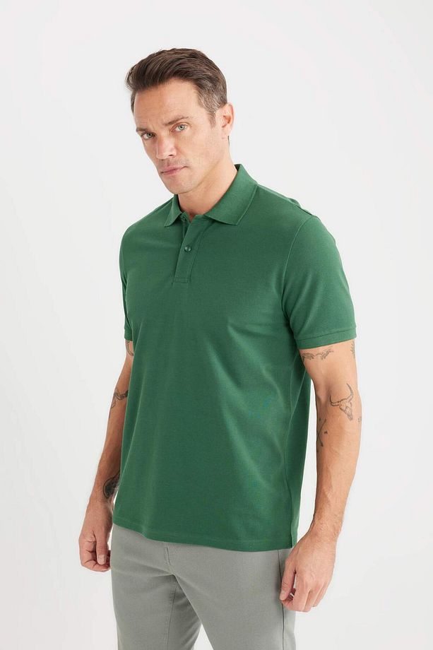 %100 Pamuk Regular Fit Polo Yaka Kısa Kollu Basic Düz Pike Kumaş Tişört C1293AX25SP - 3