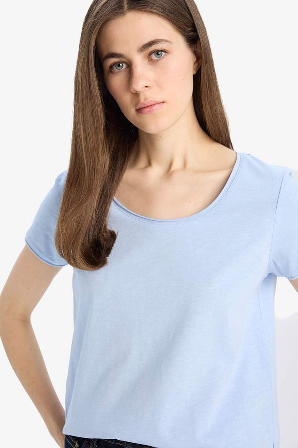 Regular Fit Yuvarlak Yaka Basic Düz Kısa Kollu Tişört K1508AZ25SM - 4