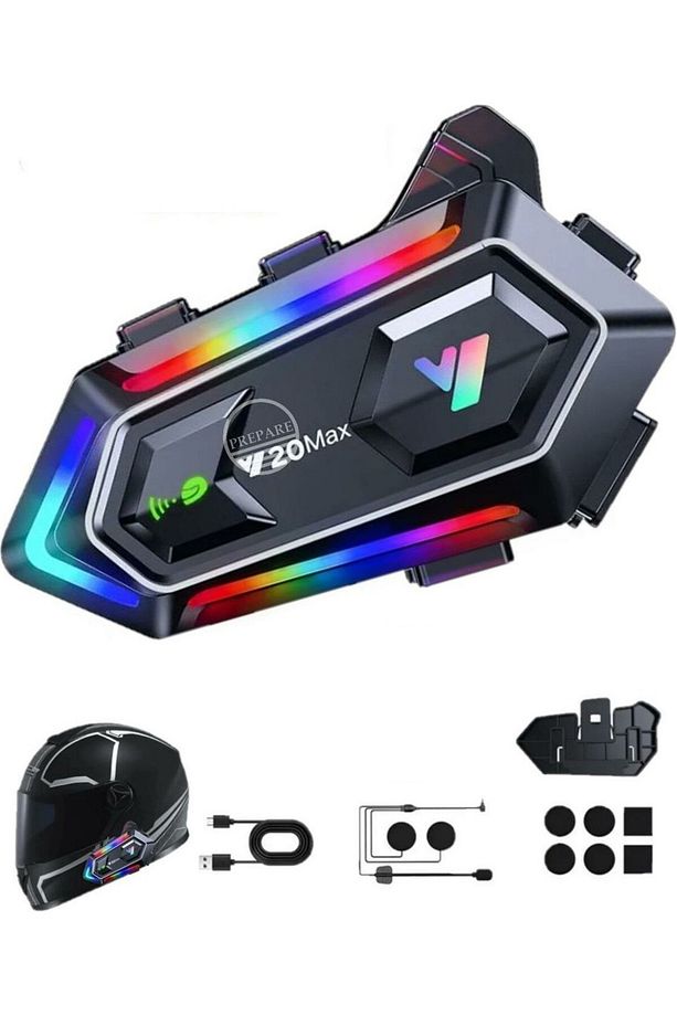 Y20 Motor Kurye Kask Kulaklık Rgb Modlu Bluetooth Motosiklet Kulaklık 5.3 Bluetooth Interkom - 4