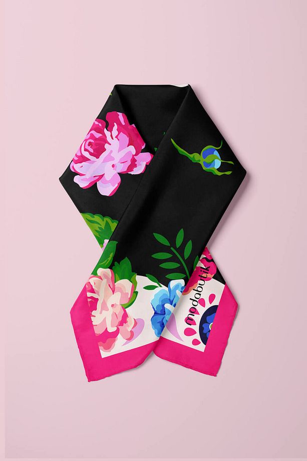 B25 Kurukafa Desenli Çiçekli Bandana - 4