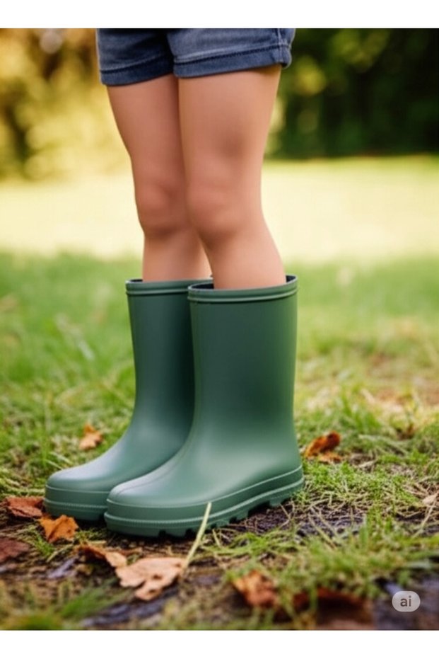 Garden and Rain Colorful Children's Boots 26-35 Green
