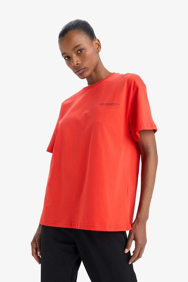 DeFactoFit Oversize Geniş Kalıp Bisiklet Yaka Kısa Kollu Tişört T7793AZ25SP - 3